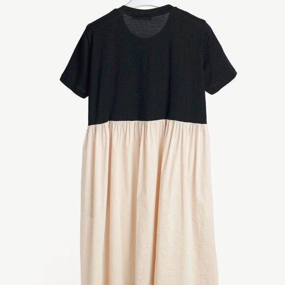 Liviana Conti Black & Beige Cotton T-Shirt Midi Dress - Picture 2 of 8